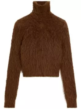 AMI Paris фактурный джемпер с высоким воротником, коричневый