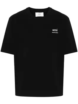 AMI Paris футболка из органического хлопка с логотипом, черный