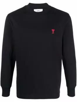 AMI Paris футболка из органического хлопка с монограммой Ami de Coeur, черный