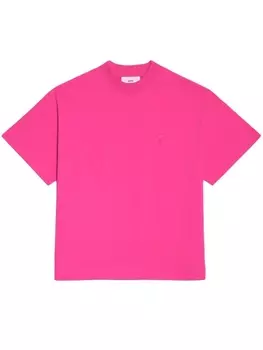 AMI Paris футболка оверсайз с монограммой Ami de Coeur, розовый