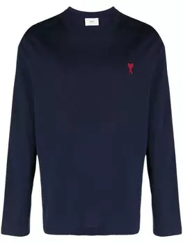 AMI Paris футболка с длинными рукавами и монограммой Ami de Coeur, синий