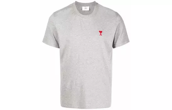 AMI Paris Футболка с круглым вырезом и вышитым логотипом Ami De Coeur Amiparis, серый