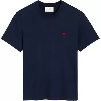 Ami Paris Футболка с круглым вырезом и вышитым логотипом Ami De Coeur AMIPARIS, Night Blue