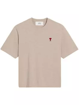 AMI Paris футболка с монограммой Ami de Coeur, нейтральный цвет