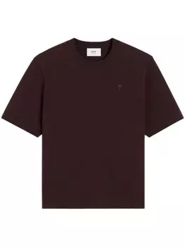 AMI Paris футболка с монограммой Ami de Coeur, коричневый