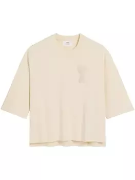 AMI Paris футболка с монограммой Ami de Coeur, нейтральный цвет
