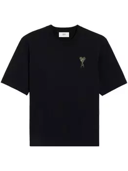 AMI Paris футболка с монограммой Ami de Coeur, черный