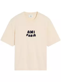 AMI Paris футболка с нашивкой Ami Paris, нейтральный цвет