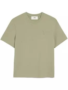 AMI Paris футболка с тисненым логотипом, зеленый