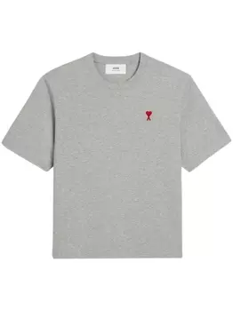 AMI Paris футболка с вышитой монограммой Ami de Coeur, серый