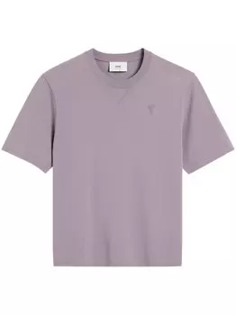 AMI Paris футболка с вышитым логотипом, фиолетовый