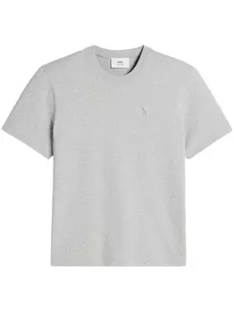 AMI Paris футболка с вышитым логотипом, серый