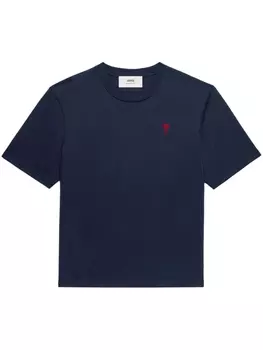 AMI Paris футболка с вышитым логотипом, синий