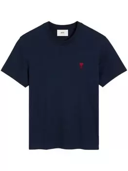 AMI Paris футболка с вышитым логотипом, синий