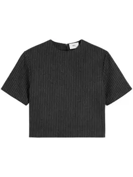 AMI Paris футболка свободного кроя в тонкую полоску, серый