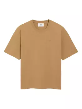 AMI Paris Хлопковая футболка с мотивом Ami De Coeur, коричневый