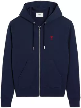 AMI Paris худи из органического хлопка с монограммой Ami de Coeur, синий