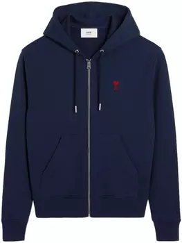 AMI Paris худи из органического хлопка с монограммой Ami de Coeur, синий