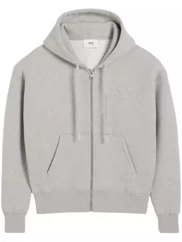 AMI Paris худи на молнии с монограммой Ami de Coeur, серый
