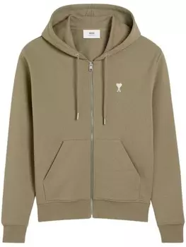 AMI Paris худи с монограммой Ami de Coeur, зеленый