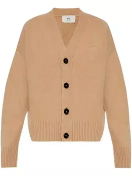 AMI Paris кардиган из шерсти и кашемира с v-образным вырезом, нейтральный цвет