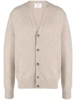 AMI Paris кардиган с монограммой Ami de Coeur, нейтральный цвет