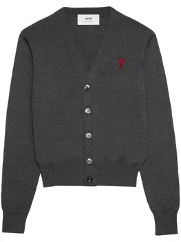 AMI Paris кардиган с монограммой Ami de Coeur, серый