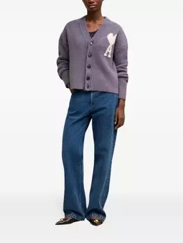 AMI Paris кардиган с монограммой Ami de Coeur, фиолетовый