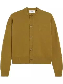 AMI Paris кардиган с монограммой Ami de Coeur, зеленый