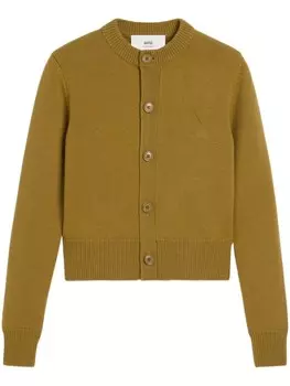 AMI Paris кардиган с монограммой Ami de Coeur, зеленый