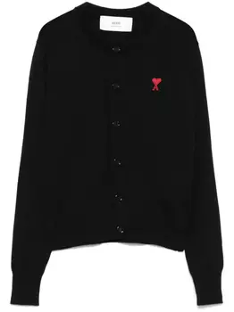 AMI Paris кардиган с монограммой Ami de Coeur, черный