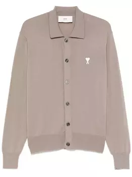 AMI Paris кардиган с монограммой Ami de Coeur, нейтральный цвет
