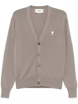 AMI Paris Кардиган с мотивом Ami de Coeur, коричневый