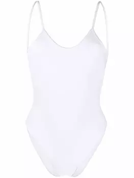 AMI Paris купальник с U-образным вырезом и монограммой Ami de Coeur, белый