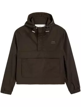 AMI Paris куртка с капюшоном и логотипом, коричневый