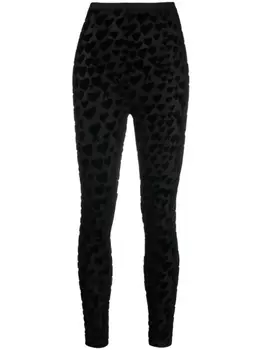 AMI Paris легинсы с завышенной талией и вышивкой, черный