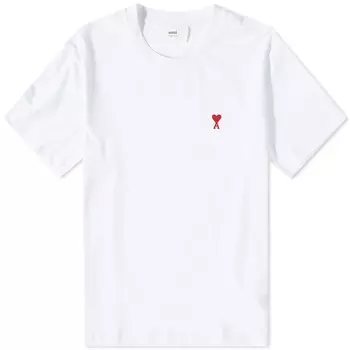 AMI Paris Маленькая футболка с сердечком, белый