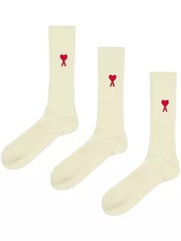 AMI Paris носки с вышитым логотипом, белый