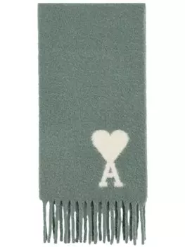 AMI Paris объемный шарф с вышитым логотипом, зеленый