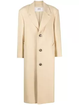 AMI Paris однобортное пальто, нейтральный цвет