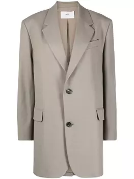 AMI Paris однобортный блейзер из вирджинской шерсти, серый