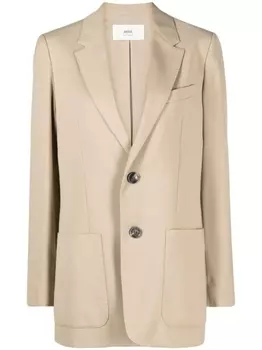 AMI Paris однобортный блейзер с заостренными лацканами, нейтральный цвет
