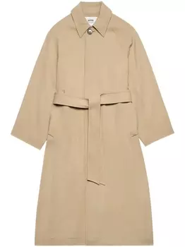 AMI Paris однобортный тренч с поясом, нейтральный цвет
