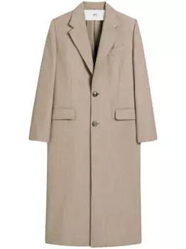 AMI Paris пальто макси с разрезами, нейтральный цвет