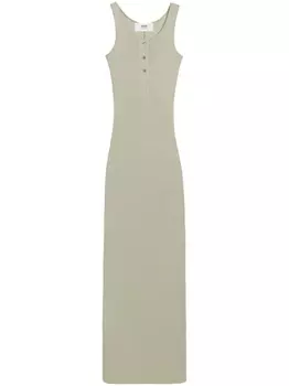 AMI Paris платье макси в рубчик, зеленый