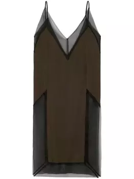 AMI Paris платье-миди на тонких бретелях, коричневый