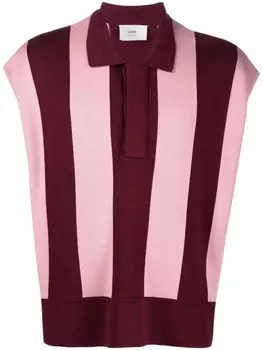 AMI Paris полосатая рубашка поло без рукавов, красный