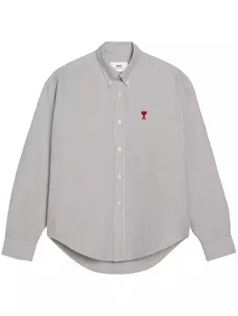 AMI Paris полосатая рубашка с вышитым логотипом, синий