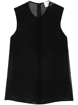 AMI Paris полупрозрачный шелковый топ, черный