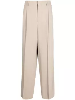 AMI Paris прямые брюки со складками, нейтральный цвет